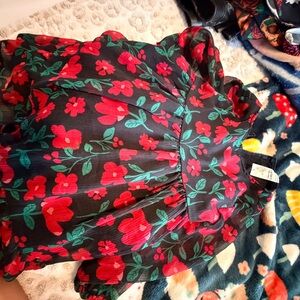 Floral Black and Red Dress